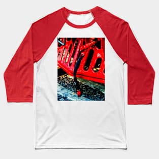 Vintage Steam Engine Locomotive Red Cowcatcher Baseball T-Shirt